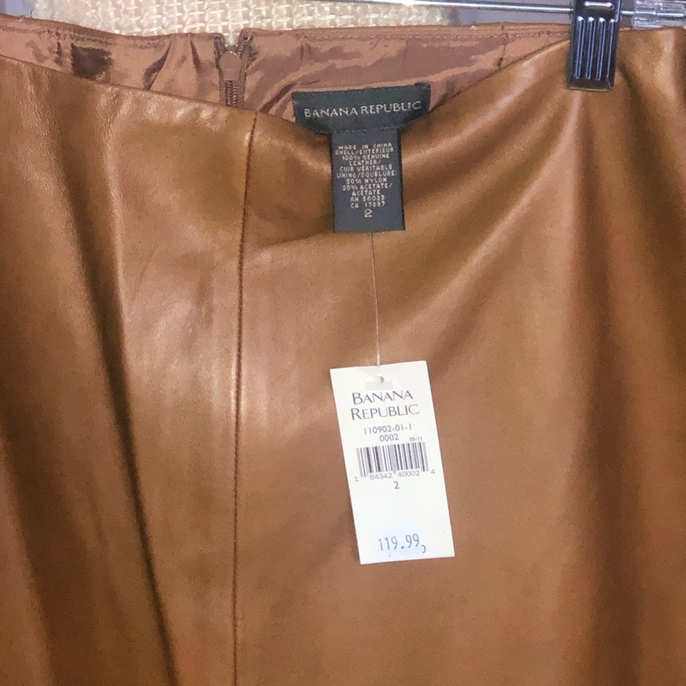 Banana republic brown leather skirt - Picture 2 of 3